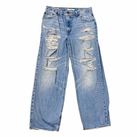 Levi’s Baggy Dad Jeans Womens Distressed light Blue 29 Ripped Wide Leg vintage - Picture 2 of 16
